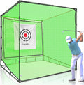 Golf Cage Net with Steel Frame and Target: 10X10X10FT Heavy Duty Practice Net for Backyard Driving & Indoor Driving Range Outdoor Training
